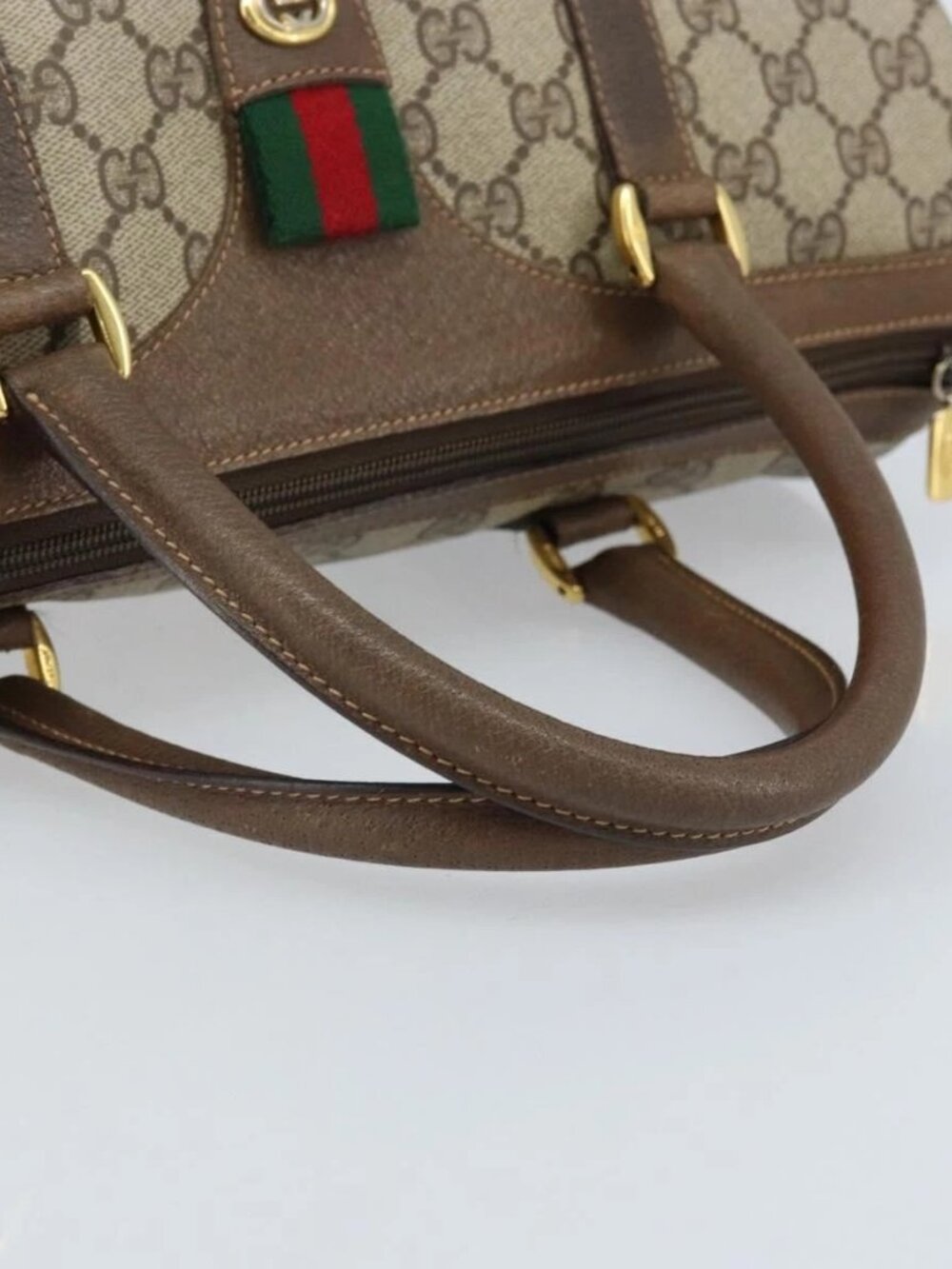 GUCCI GG Supreme Web Sherry Line Boston Bag PVC Beige Gold 40 02 007 Auth ARZ201 - Picture 8 of 16